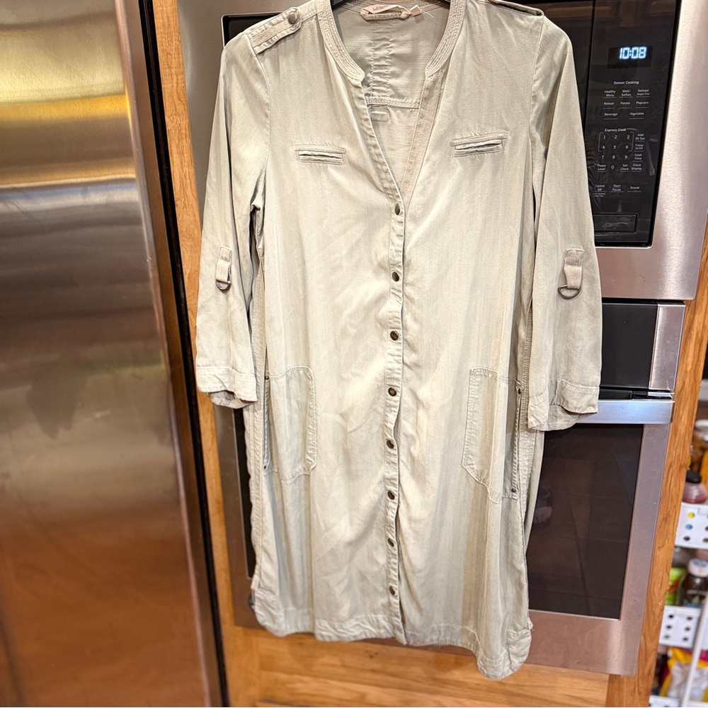 Sage‎ green Button-Up Long Sleeve Dress by Soft Surroundings